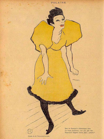 Polaire Black Ornate Wood Framed Art Print with Double Matting by Toulouse-Lautrec, Henri de