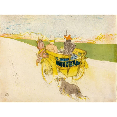 Country Outing Black Modern Wood Framed Art Print with Double Matting by Toulouse-Lautrec, Henri de