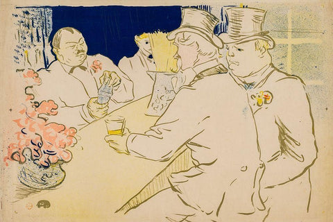 The Irish and American Bar, Rue Royale White Modern Wood Framed Art Print with Double Matting by Toulouse-Lautrec, Henri de