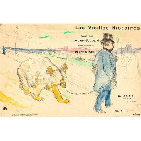 Les Vielles Histoires Gold Ornate Wood Framed Art Print with Double Matting by Toulouse-Lautrec, Henri de