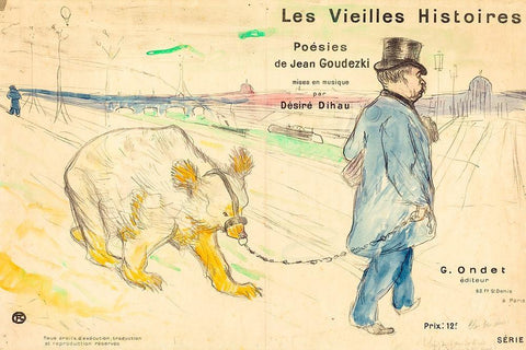 Les Vielles Histoires White Modern Wood Framed Art Print with Double Matting by Toulouse-Lautrec, Henri de