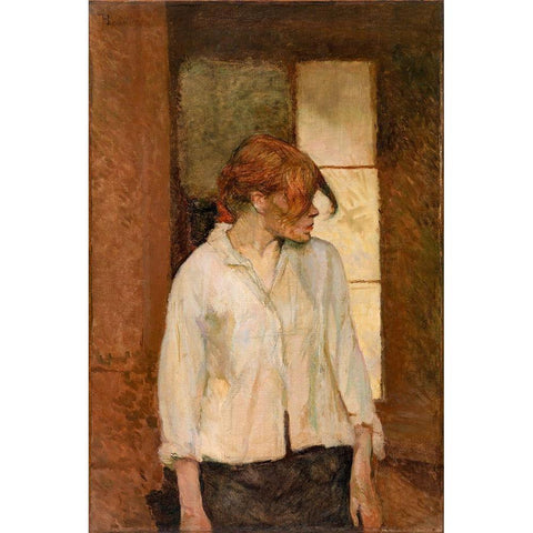 A Montrouge Rosa La Rouge Black Modern Wood Framed Art Print by Toulouse-Lautrec, Henri de