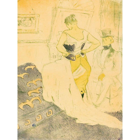 Woman in Corset Gold Ornate Wood Framed Art Print with Double Matting by Toulouse-Lautrec, Henri de