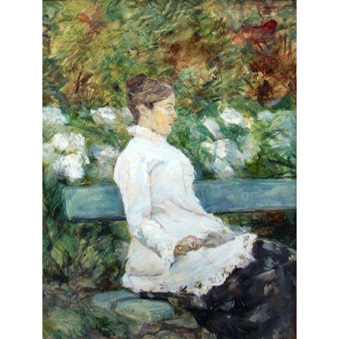 Madam Countess Adele de Toulouse-Lautrec in the Garden of Malrome Black Modern Wood Framed Art Print by Toulouse-Lautrec, Henri de