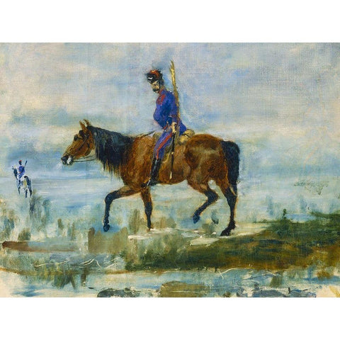 Hussars White Modern Wood Framed Art Print by Toulouse-Lautrec, Henri de