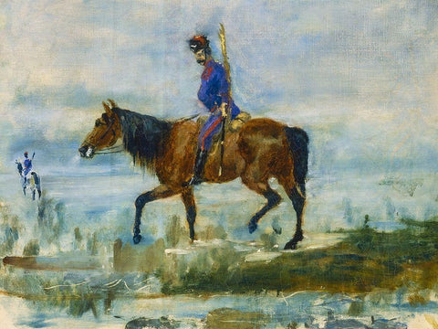 Hussars Black Ornate Wood Framed Art Print with Double Matting by Toulouse-Lautrec, Henri de