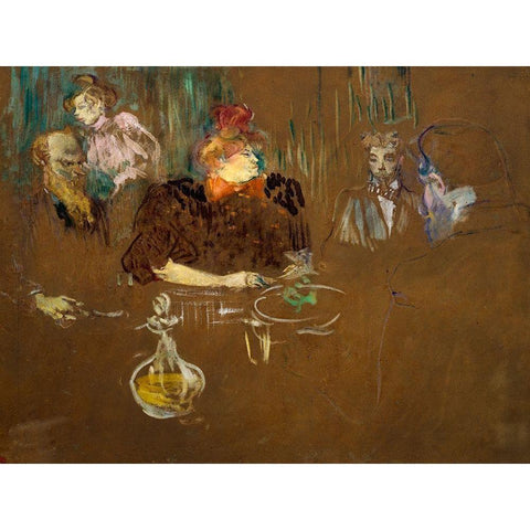 At the Table of Monsieur and Madame Natanson Gold Ornate Wood Framed Art Print with Double Matting by Toulouse-Lautrec, Henri de