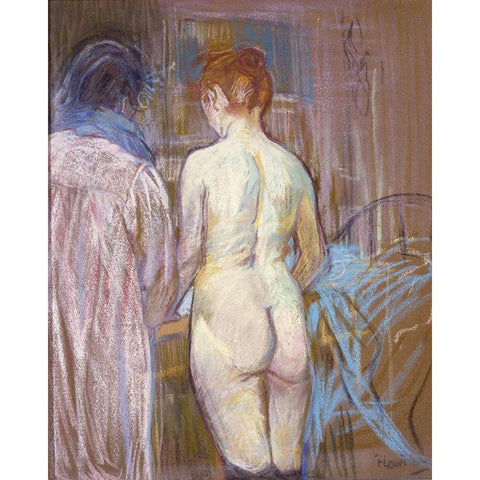 Prostitutes Black Modern Wood Framed Art Print with Double Matting by Toulouse-Lautrec, Henri de