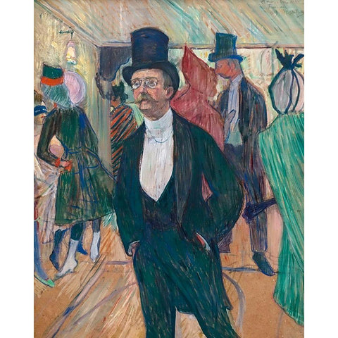 Monsieur Fourcade Black Modern Wood Framed Art Print with Double Matting by Toulouse-Lautrec, Henri de