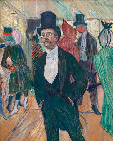 Monsieur Fourcade White Modern Wood Framed Art Print with Double Matting by Toulouse-Lautrec, Henri de