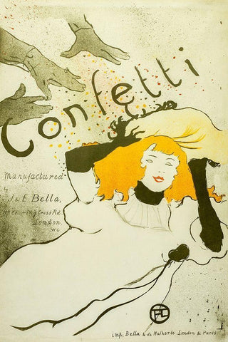 Confetti, 1927 White Modern Wood Framed Art Print with Double Matting by Toulouse-Lautrec, Henri de