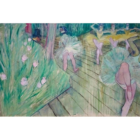 Ballet Scene White Modern Wood Framed Art Print by Toulouse-Lautrec, Henri de