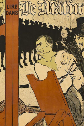 At the Foot of the Scaffold White Modern Wood Framed Art Print with Double Matting by Toulouse-Lautrec, Henri de