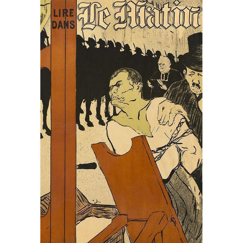 At the Foot of the Scaffold White Modern Wood Framed Art Print by Toulouse-Lautrec, Henri de