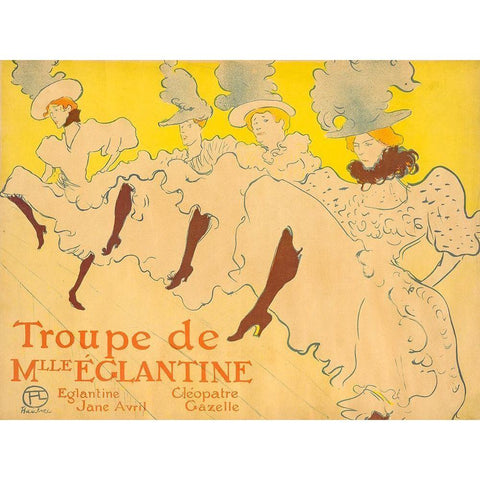 Mademoiselle Eglantineâ€™s Troupe Black Modern Wood Framed Art Print with Double Matting by Toulouse-Lautrec, Henri de