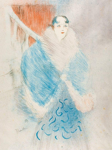 Elsa, called The Viennese White Modern Wood Framed Art Print with Double Matting by Toulouse-Lautrec, Henri de