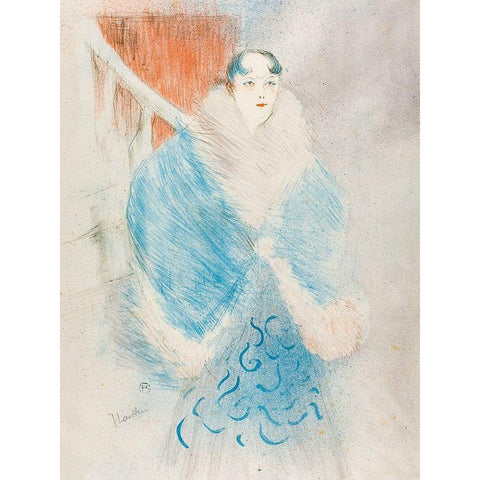 Elsa, called The Viennese Black Modern Wood Framed Art Print by Toulouse-Lautrec, Henri de