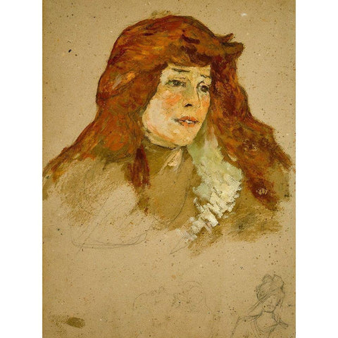 Mme Lili Grenier Gold Ornate Wood Framed Art Print with Double Matting by Toulouse-Lautrec, Henri de