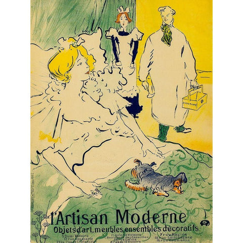 Lâ€™Artisan Moderne Gold Ornate Wood Framed Art Print with Double Matting by Toulouse-Lautrec, Henri de