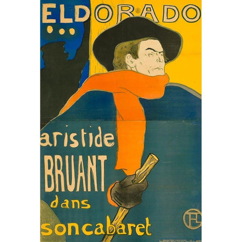 Eldorado Aristide Bruant Black Modern Wood Framed Art Print with Double Matting by Toulouse-Lautrec, Henri de