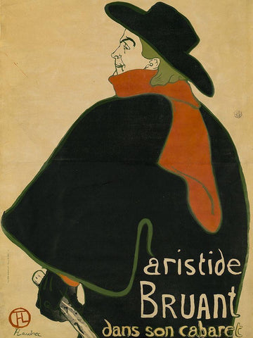 Aristide Bruant, in His Cabaret White Modern Wood Framed Art Print with Double Matting by Toulouse-Lautrec, Henri de