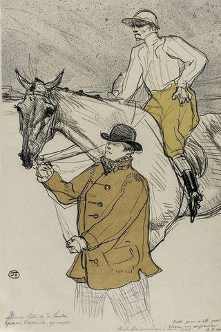 The Jockey Going to the Post White Modern Wood Framed Art Print with Double Matting by Toulouse-Lautrec, Henri de