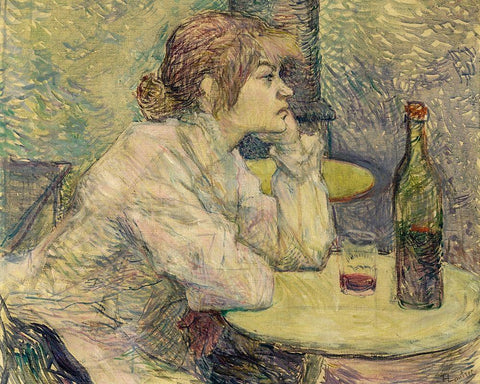 The Hangover, Suzanne Valadon White Modern Wood Framed Art Print with Double Matting by Toulouse-Lautrec, Henri de