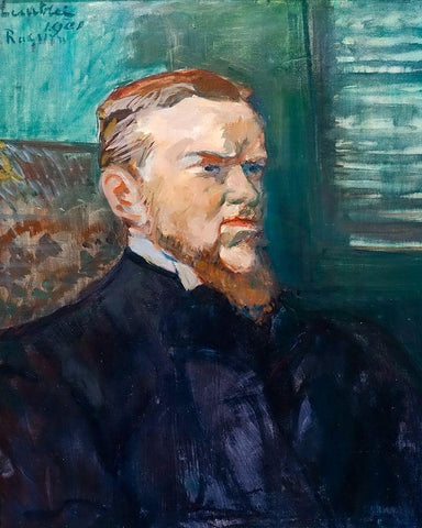 Portrait of Octave Raquin White Modern Wood Framed Art Print with Double Matting by Toulouse-Lautrec, Henri de