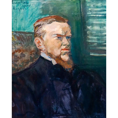 Portrait of Octave Raquin Black Modern Wood Framed Art Print by Toulouse-Lautrec, Henri de