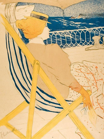 The Passenger in Cabin 54 Black Ornate Wood Framed Art Print with Double Matting by Toulouse-Lautrec, Henri de