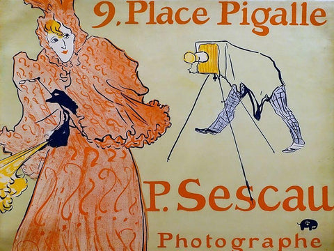 The Photographer Sescau White Modern Wood Framed Art Print with Double Matting by Toulouse-Lautrec, Henri de