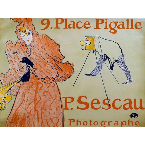 The Photographer Sescau White Modern Wood Framed Art Print by Toulouse-Lautrec, Henri de