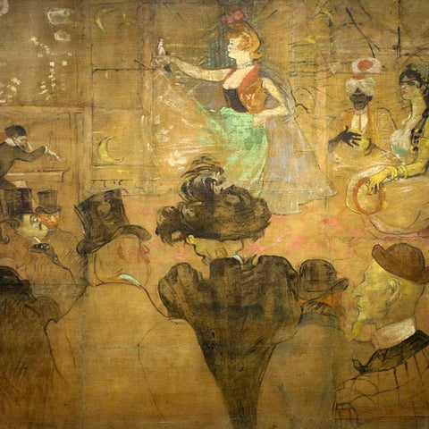 La Danza Moresca Black Modern Wood Framed Art Print with Double Matting by Toulouse-Lautrec, Henri de