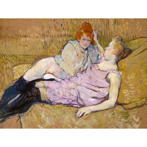 The Sofa Gold Ornate Wood Framed Art Print with Double Matting by Toulouse-Lautrec, Henri de