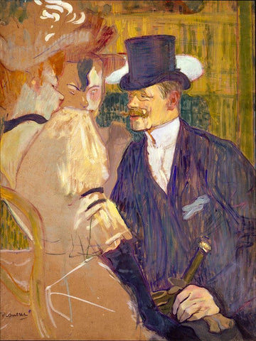 The Englishman at the Moulin Rouge White Modern Wood Framed Art Print with Double Matting by Toulouse-Lautrec, Henri de