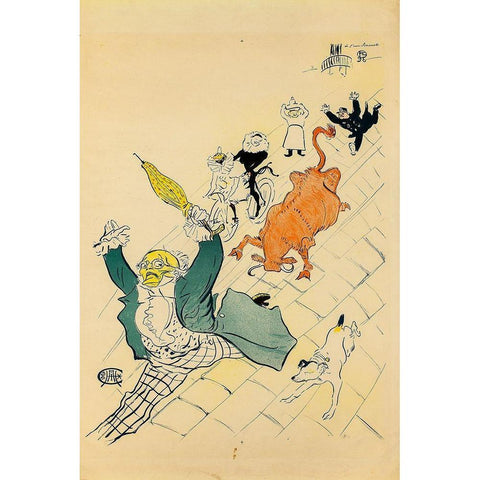 La vache enragee Gold Ornate Wood Framed Art Print with Double Matting by Toulouse-Lautrec, Henri de