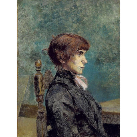 Portrait of Jeanne Wenz White Modern Wood Framed Art Print by Toulouse-Lautrec, Henri de