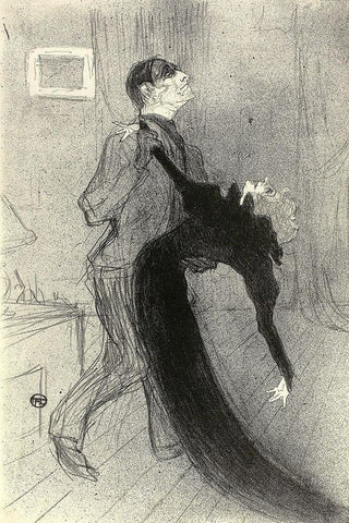 The Fainting Fit White Modern Wood Framed Art Print with Double Matting by Toulouse-Lautrec, Henri de