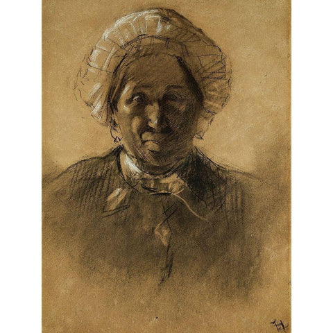 Old Woman Gold Ornate Wood Framed Art Print with Double Matting by Toulouse-Lautrec, Henri de