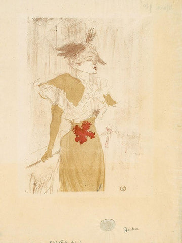 Mademoiselle Marcelle Lender, Standing White Modern Wood Framed Art Print with Double Matting by Toulouse-Lautrec, Henri de