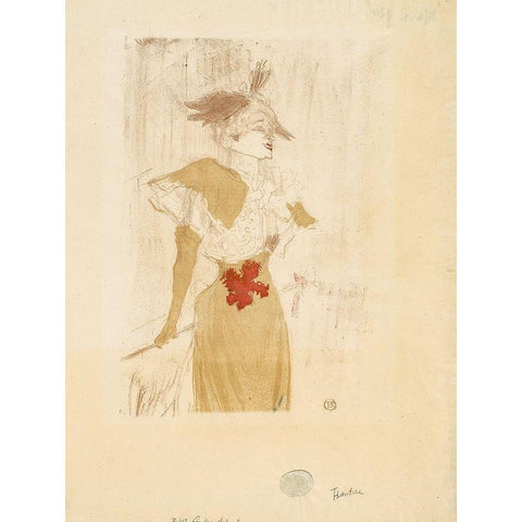Mademoiselle Marcelle Lender, Standing Black Modern Wood Framed Art Print by Toulouse-Lautrec, Henri de