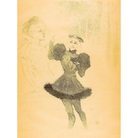 Lender and Lavalliere, in Le Fils de LAretin Black Modern Wood Framed Art Print by Toulouse-Lautrec, Henri de