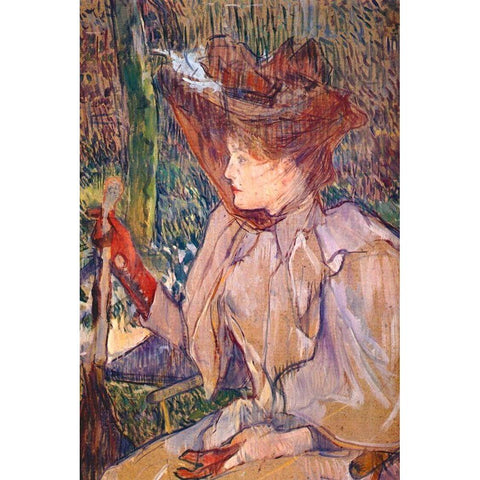 Woman with Gloves Black Modern Wood Framed Art Print with Double Matting by Toulouse-Lautrec, Henri de