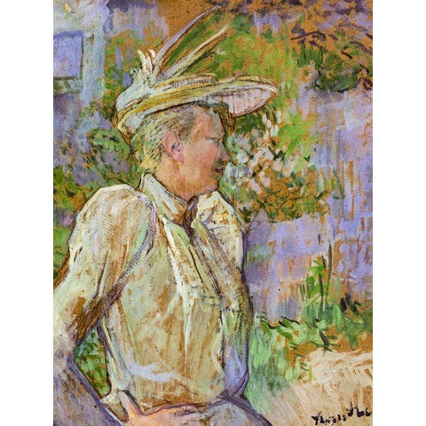 Gabrielle the Dancer Gold Ornate Wood Framed Art Print with Double Matting by Toulouse-Lautrec, Henri de