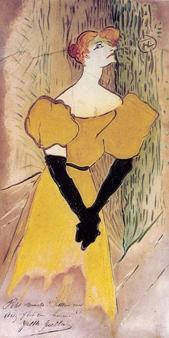 Yvette Guilbert White Modern Wood Framed Art Print with Double Matting by Toulouse-Lautrec, Henri de