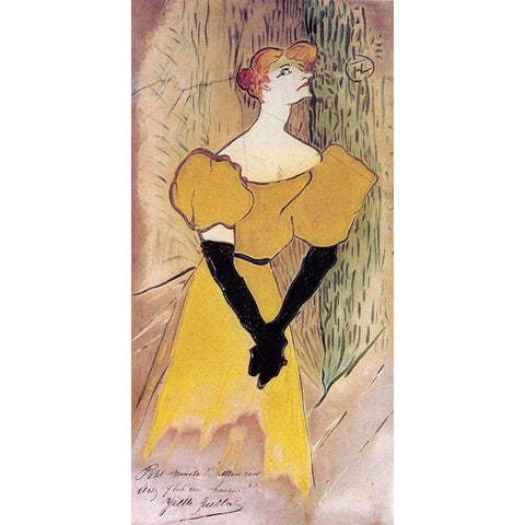 Yvette Guilbert Gold Ornate Wood Framed Art Print with Double Matting by Toulouse-Lautrec, Henri de