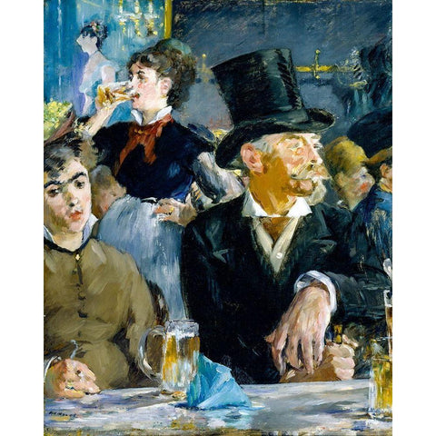 At the Cafe Gold Ornate Wood Framed Art Print with Double Matting by Manet, Edouard