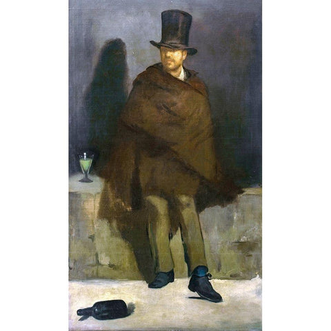 The Absinthe Drinker Gold Ornate Wood Framed Art Print with Double Matting by Manet, Edouard