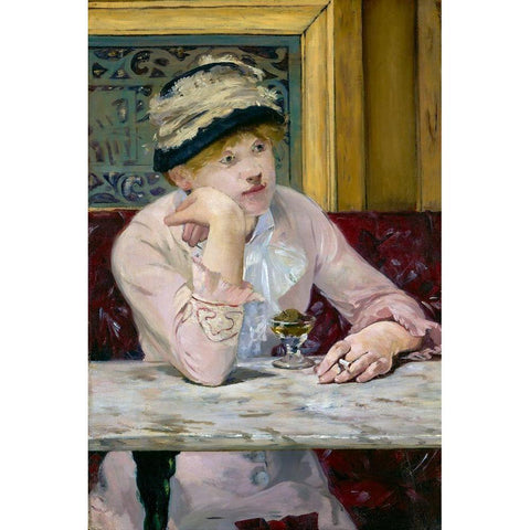 Plum Brandy White Modern Wood Framed Art Print by Manet, Edouard