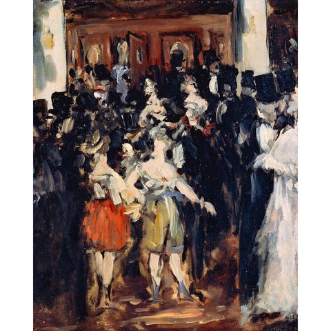 Masked Ball at the Opera White Modern Wood Framed Art Print by Manet, Edouard